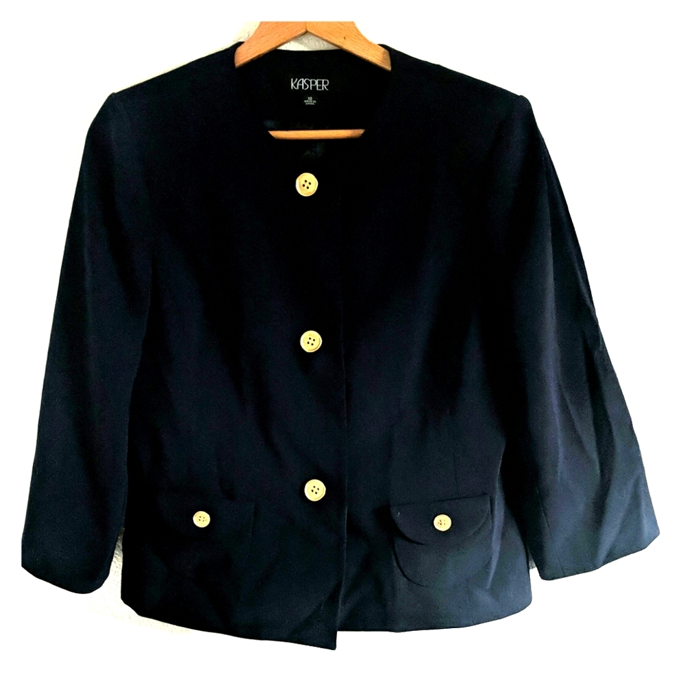 Navy blue 3-button Kasper blazer